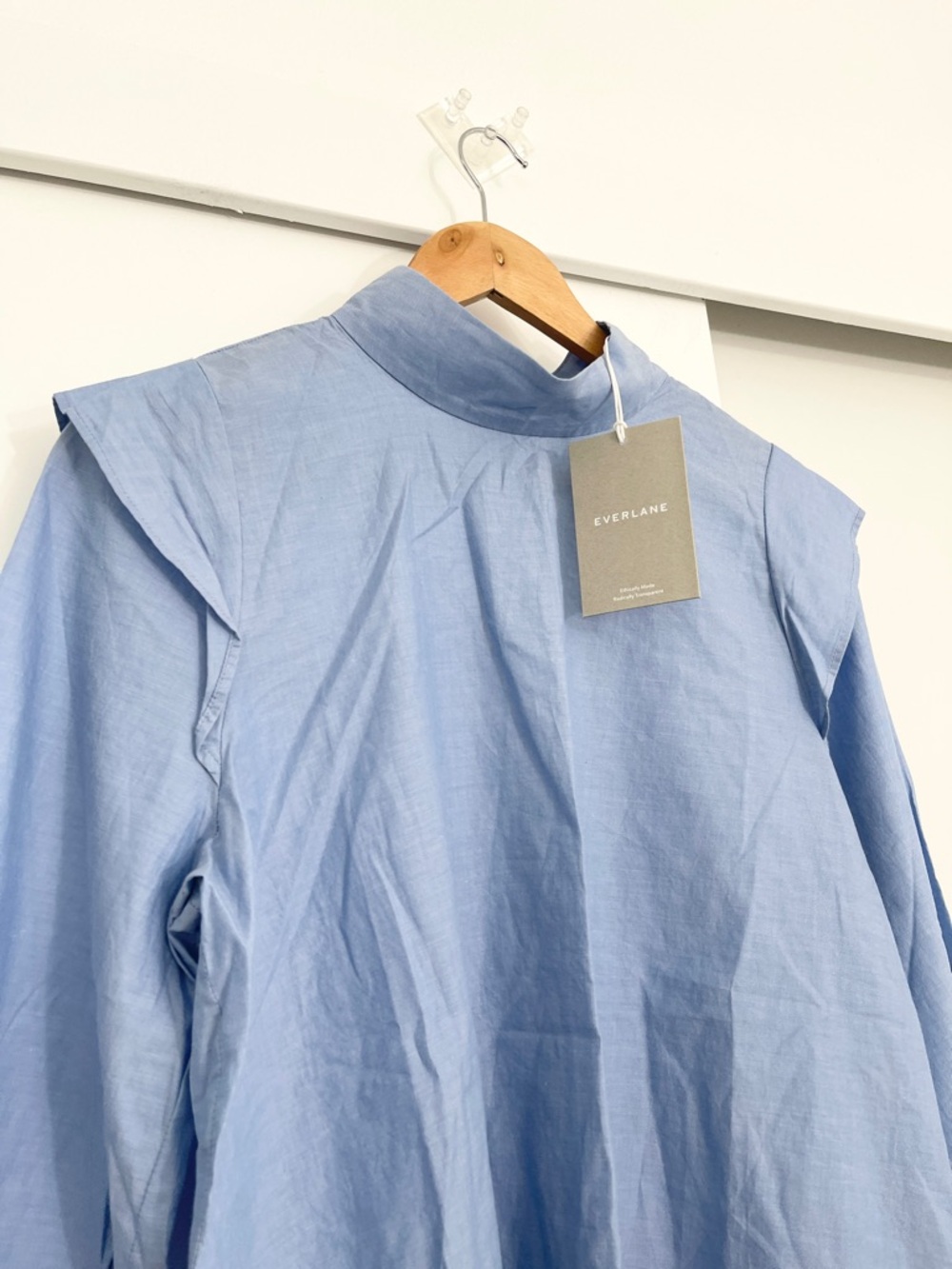 NWT Everlane Cotton Wing Shoulder Blouse Top Size 6 - Picture 3 of 4
